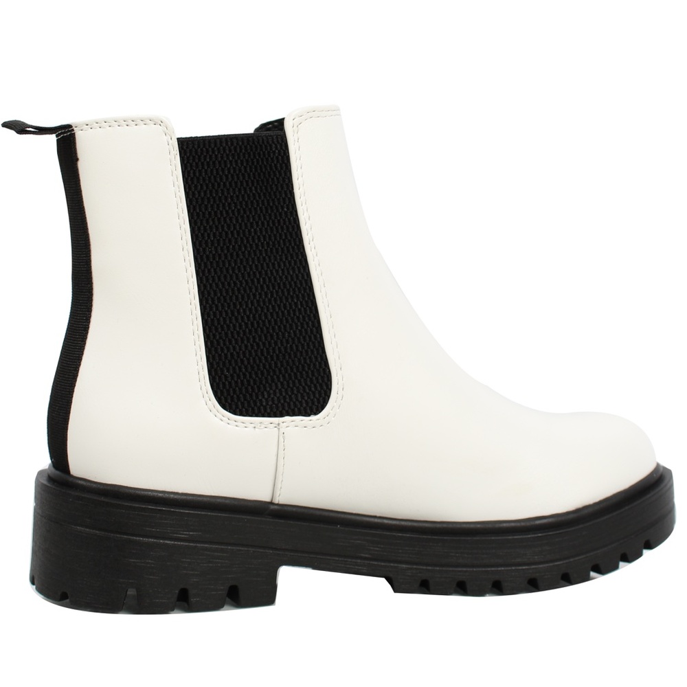 SIZE 5 White Round Toe Chelsea High Top Platform Ankle Bo - Picture 3 of 6